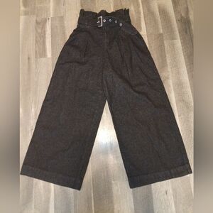BDG Urban Outfitters Belted, Paper Bag, High-Waist Black,Wide-Leg Jeans Size 30